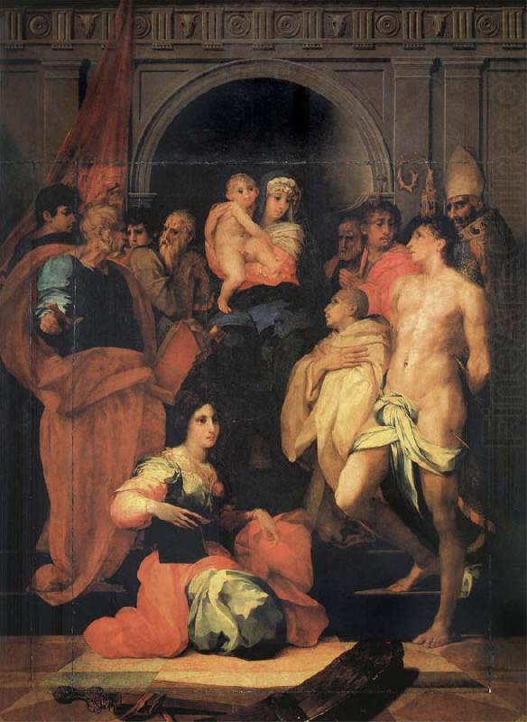 The Madonna enthroned, with ten holy, unknow artist